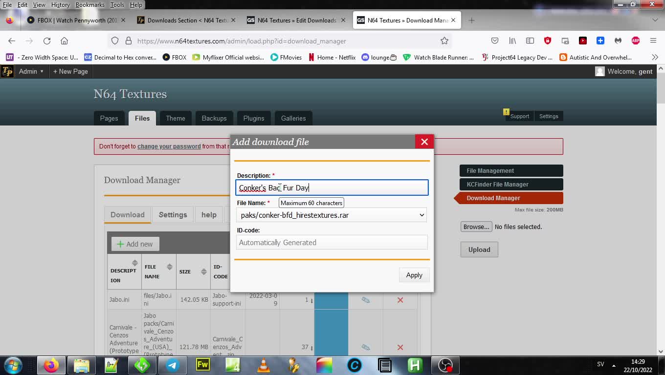 Uploading to download manager