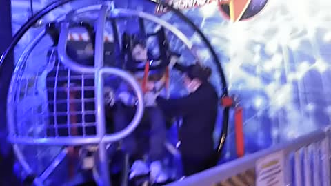 The gyroscope ride at WonderWorks in Orlando Florida