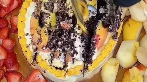 Ice cream challenge! 🍨 Emoji cake vs fruits