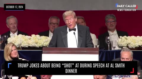 Trump Jokes About Being "Shot" at During Al Smith Dinner Speech