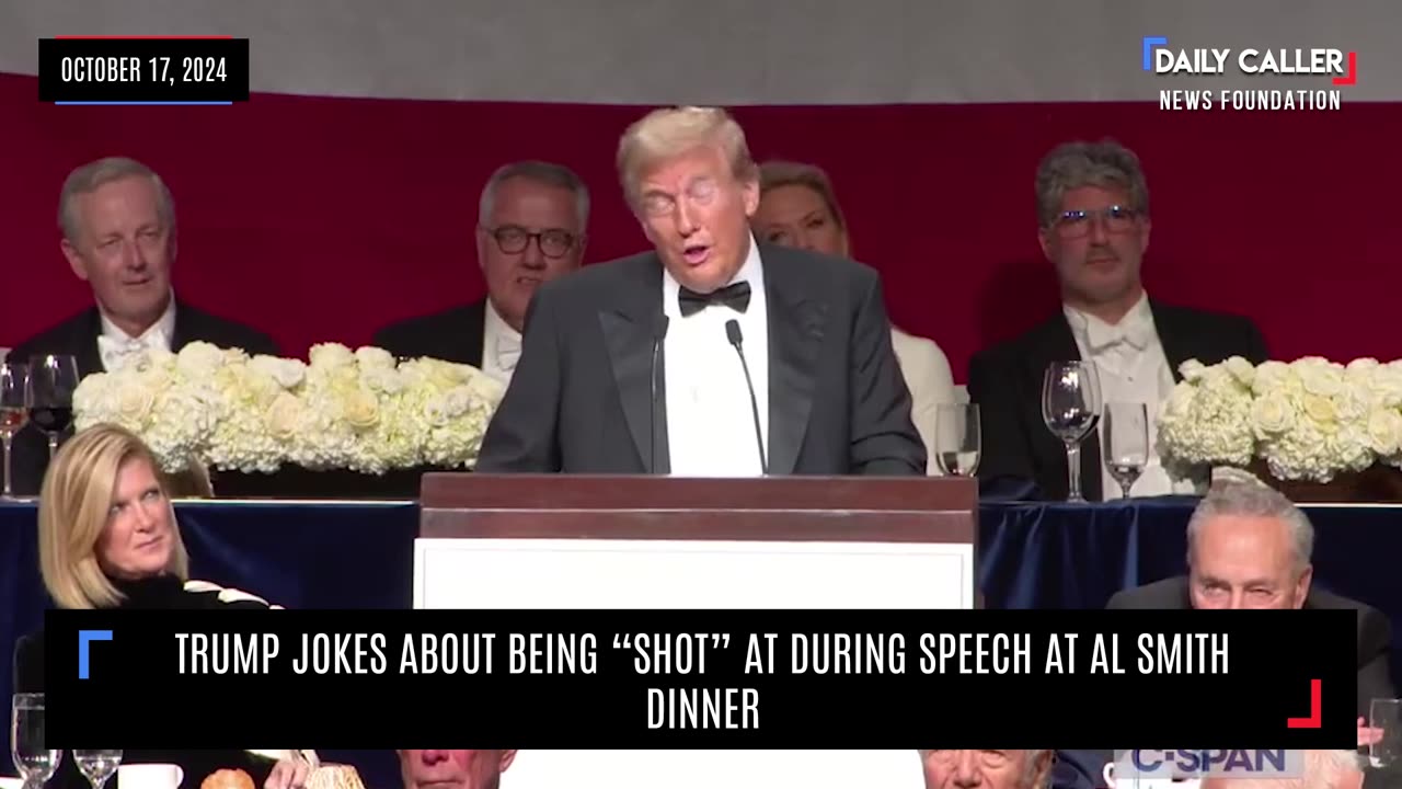 Trump Jokes About Being "Shot" at During Al Smith Dinner Speech