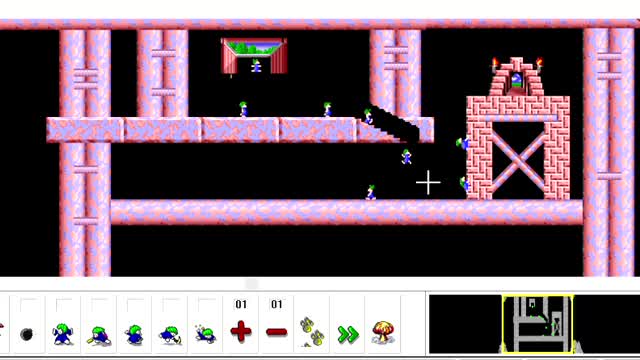 Lemmings 95: Fun level, Now use miners and climbers