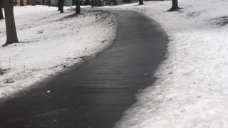 Ice Skating on the Sidewalk in Minnesota