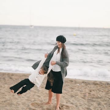 Mother and Kid at Beach