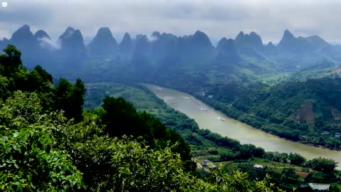 Beautiful mountains flowing rivers