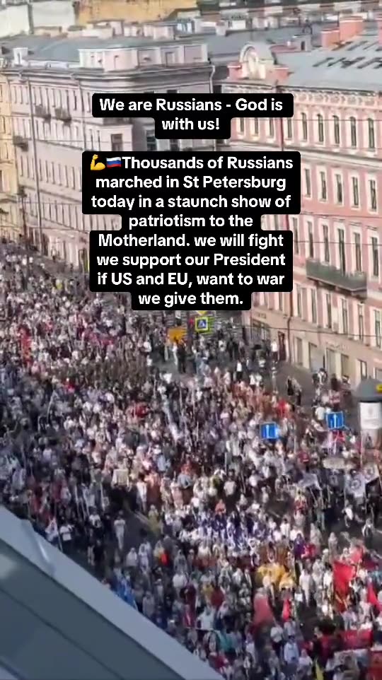 Thousands of Russian patriots march in St. Peterburg, expressing support for their government