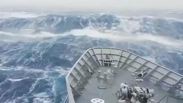 Storm at sea, view from the ship