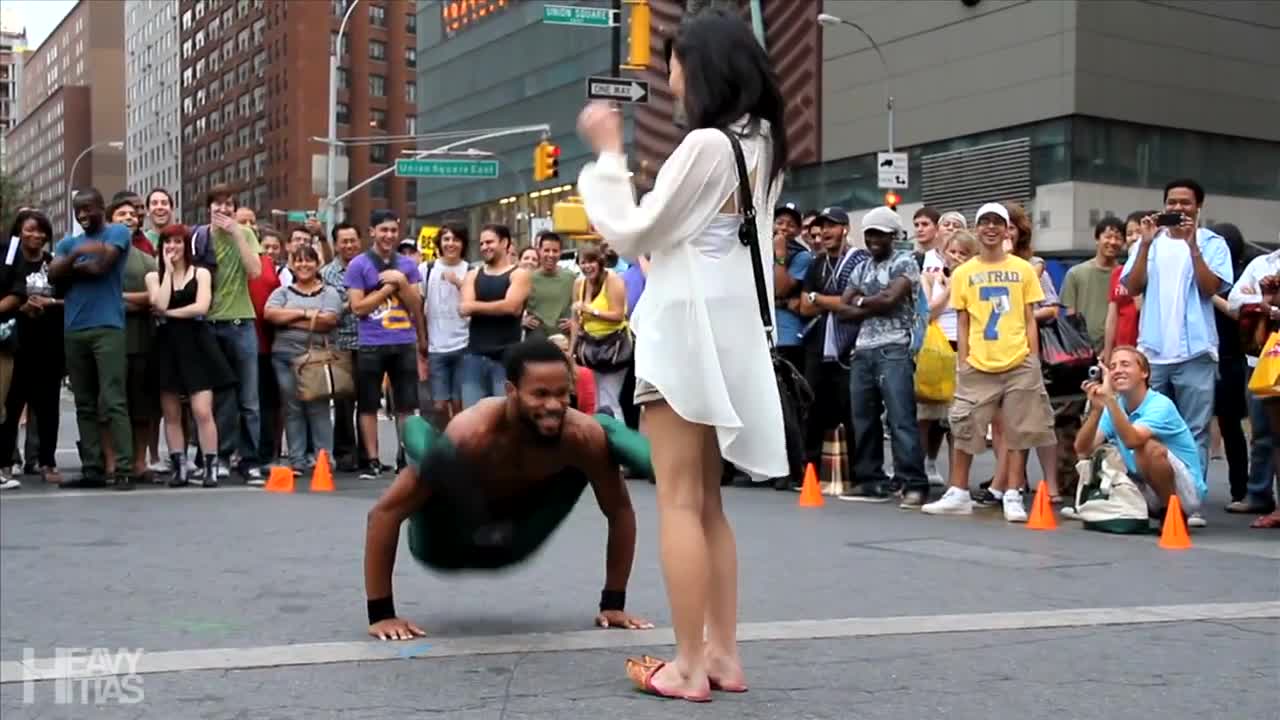 Street Acrobats Perform in Union Square, New York City