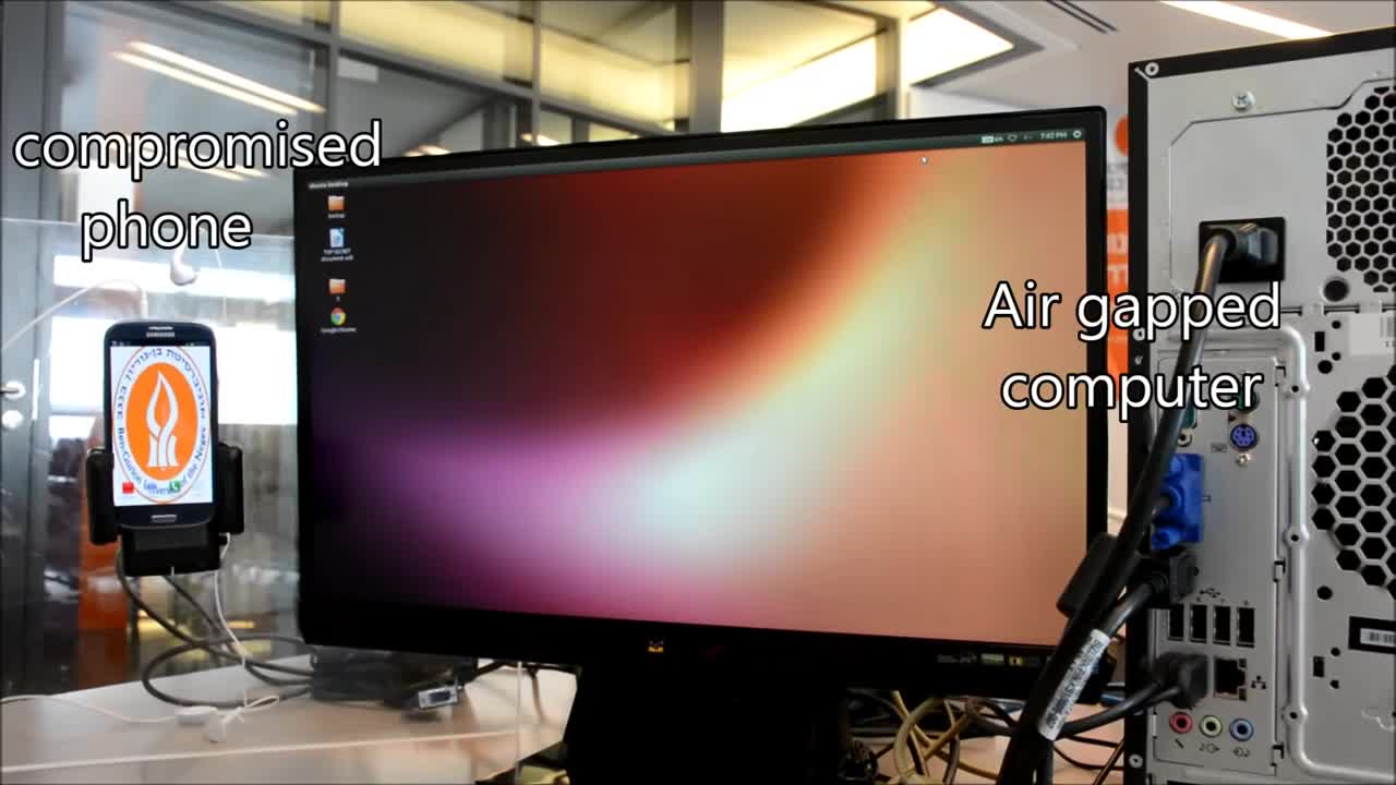 How to leak sensitive data from an isolated computer (air-gap) to a near by mobile phone - AirHopper