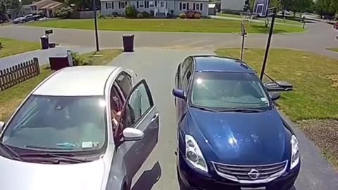 Driver Forgets to Put Car in Park and Takes Out Garage Door