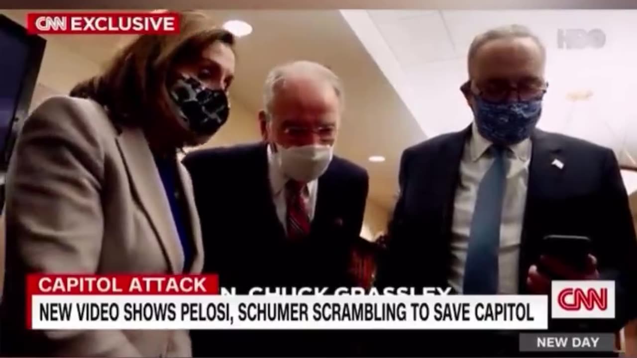 2 different scenes of Nancy Pelosi talking with Mike Pence on Jan 6