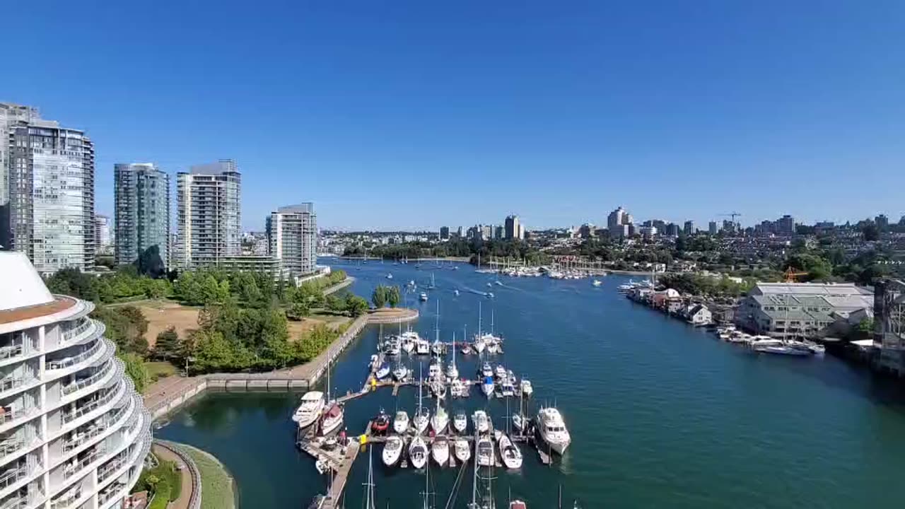 Top view from Granville Bridge in Vancouver, Canada