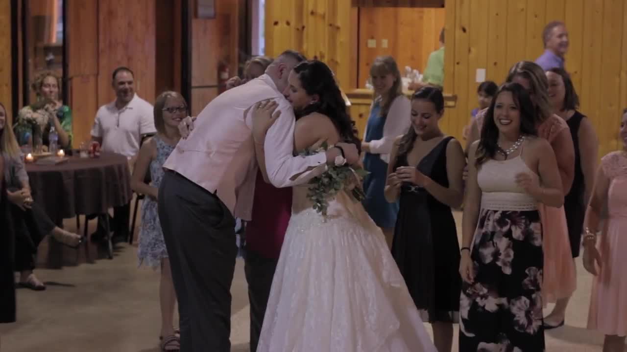 Groom's great-grandmother catches bouquet at wedding