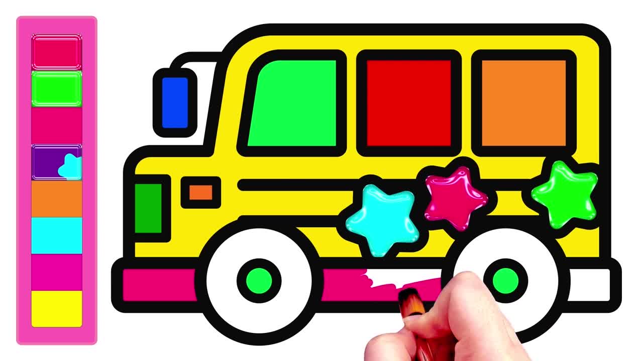 Drawing and Coloring for Kids - How to Draw School Bus