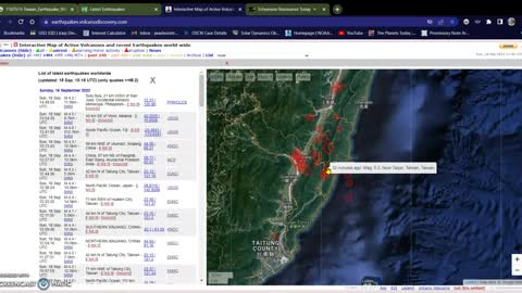 Taiwan Earthquake, Tsunami Bouy, Solar Wind and Coronal Hole 09-18-22