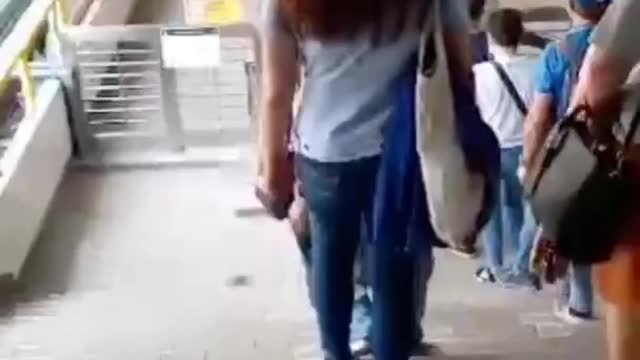 Exiting the train in Manila Philippines