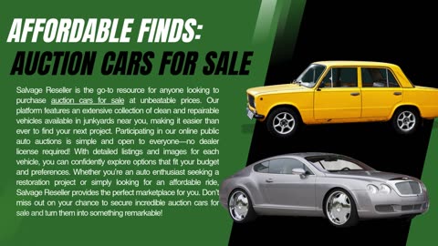 Salvage Reseller: Auction Cars for Sale