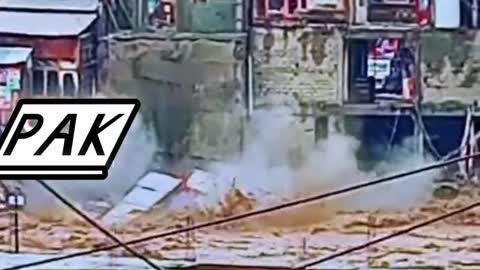 Falling of house by river