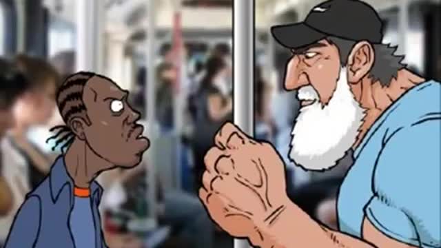 YouTube Classic of Bearded Man VS Black Man on City Public Transportation Bus