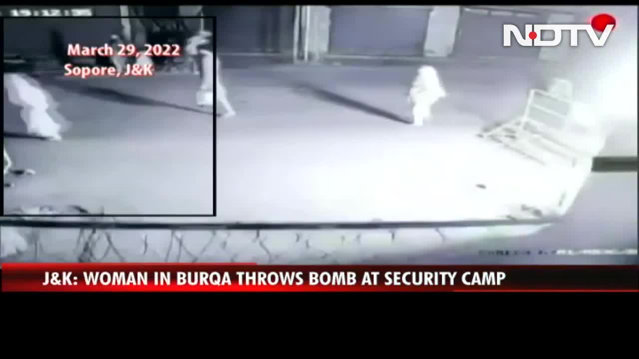 Caught On Camera_ Woman In Burqa Throws Bomb At Security Camp In J&K