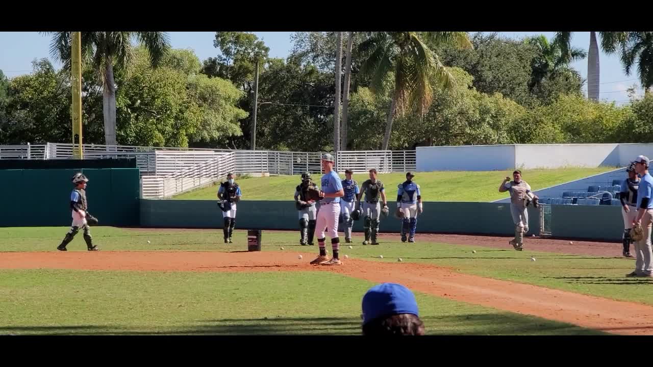 Joey Rafaniello 2021 1B/RHP Ft Myers December prospect camp first base workout