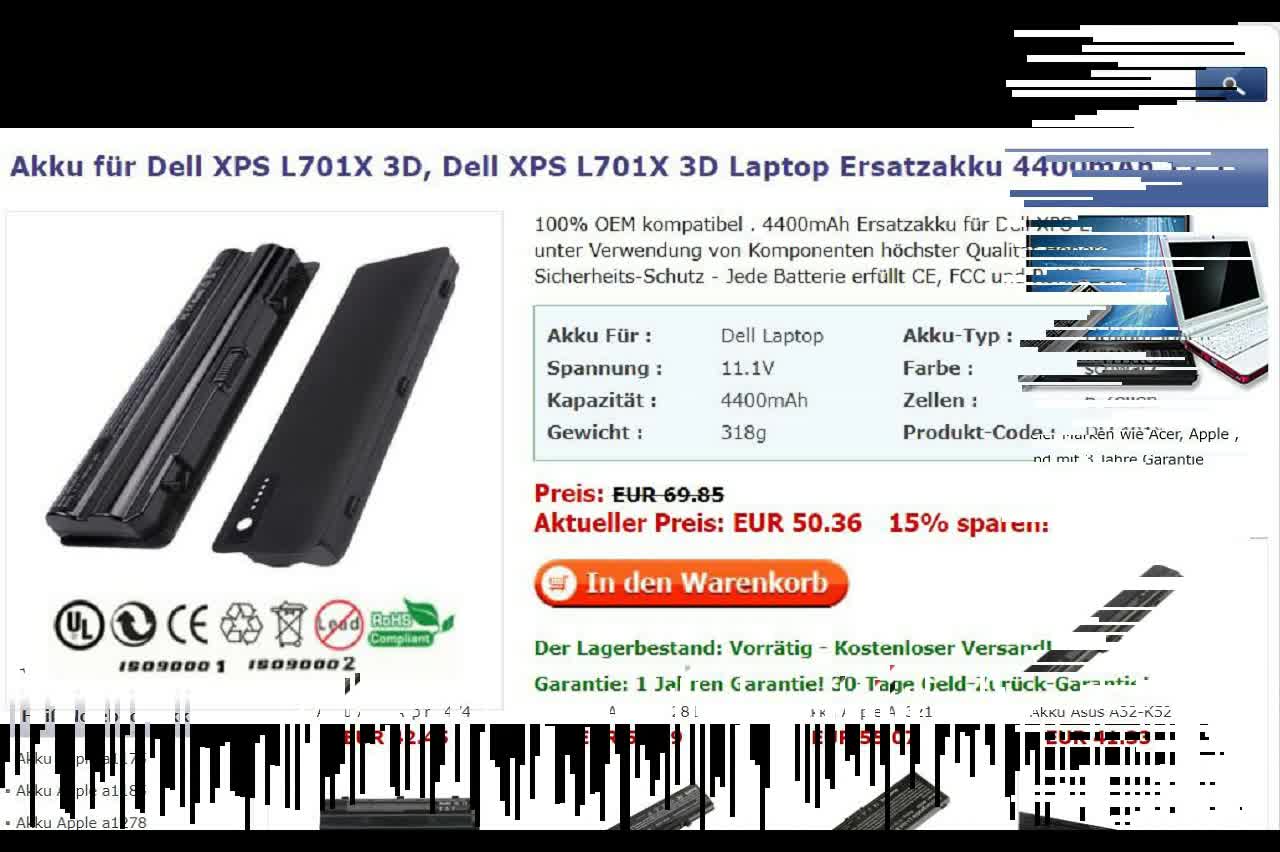 Akku für Dell XPS L701X 3D, Dell XPS L701X 3D Laptop Ersatzakku