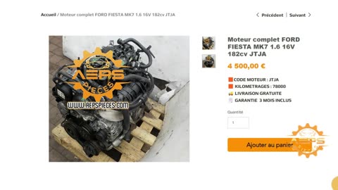 AEPSPIECES.COM - Moteur complet FORD FIESTA MK7 1.6 16V 182cv JTJA