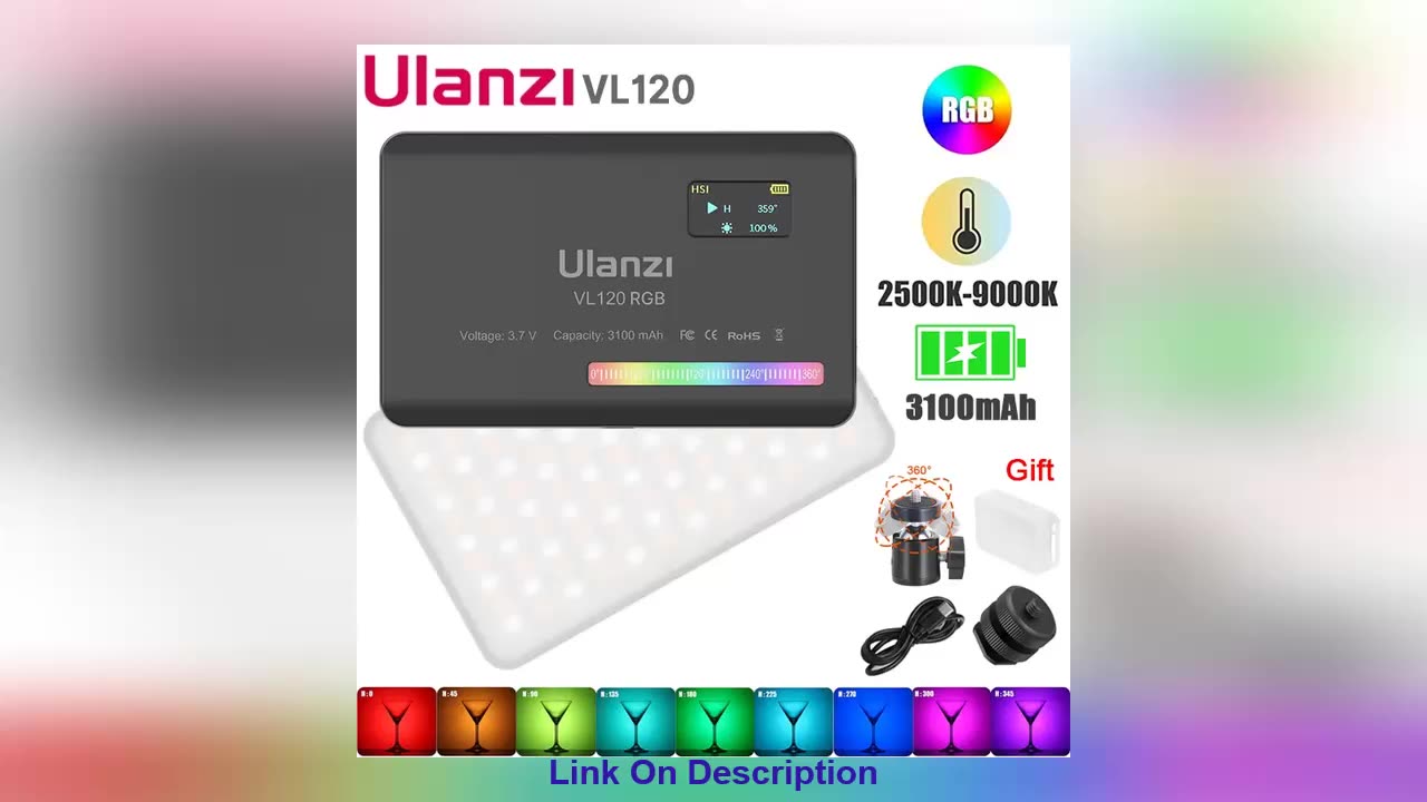 Discount Ulanzi VL120 RGB LED Video Light Camera Light