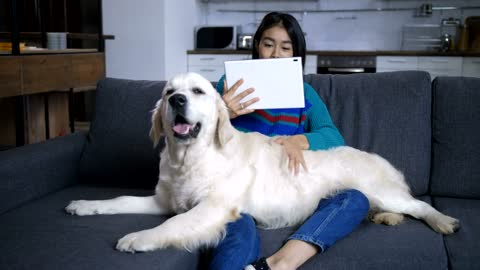 Woman with her pet dog