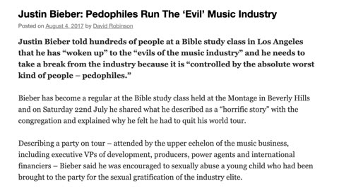 Justin Bieber/ Pedophiles Run The ‘Evil’ Music Industry | Maine Republic Email Alert