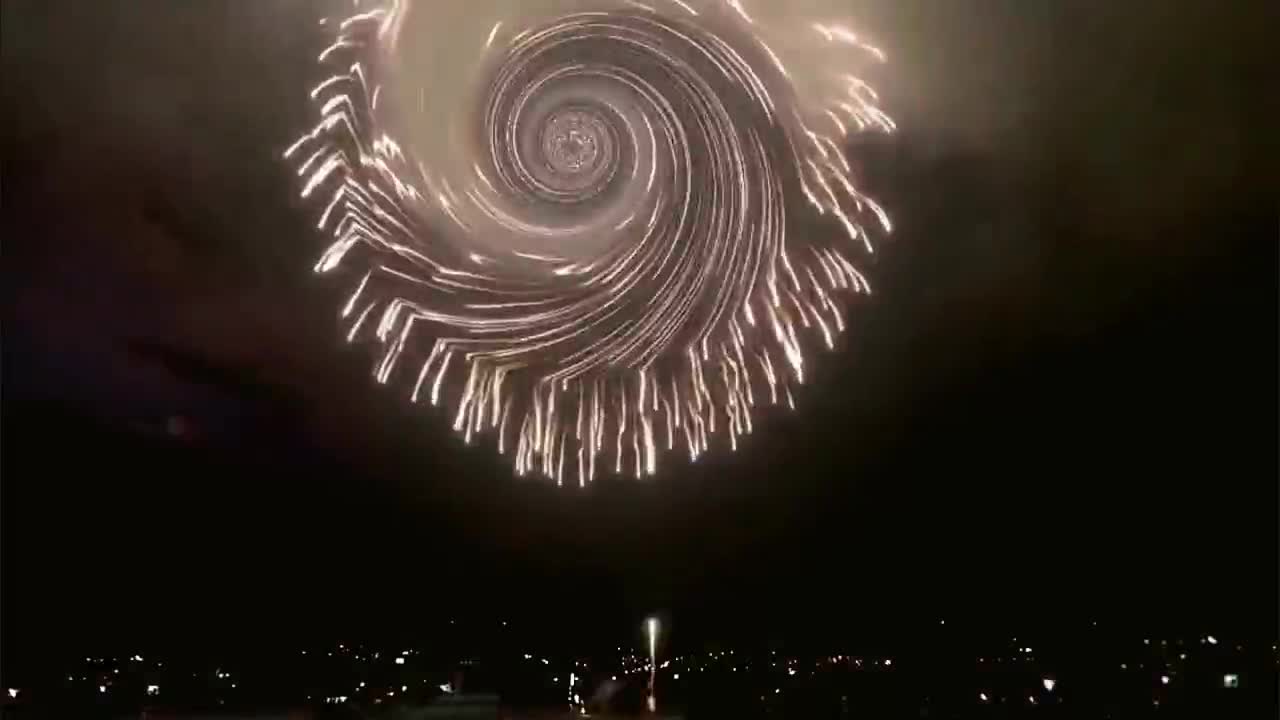 When whirling fireworks meet lightning