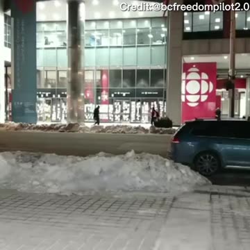CBC building in Toronto, Ontario overnight being plastered with posters of those injured or KILLED by the Covid-19 BIOWEAPON INJECTIONS!