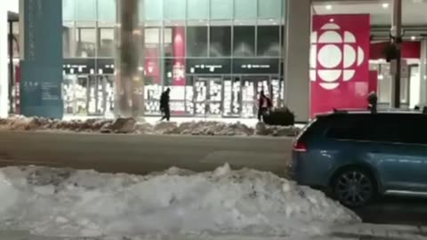 CBC building in Toronto, Ontario overnight being plastered with posters of those injured or KILLED by the Covid-19 BIOWEAPON INJECTIONS!