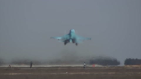 Su-34 strikes Ukrainian military trucks