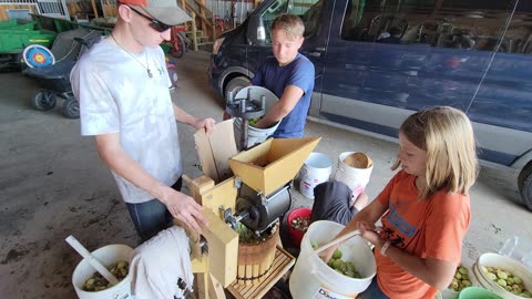 Frist Processing of Fruit an veggies on the Farm today