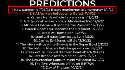 PREDICTIONS - Harris' plane crash 12/6; dirty bomb NYC 12/7; Obama President 12/18