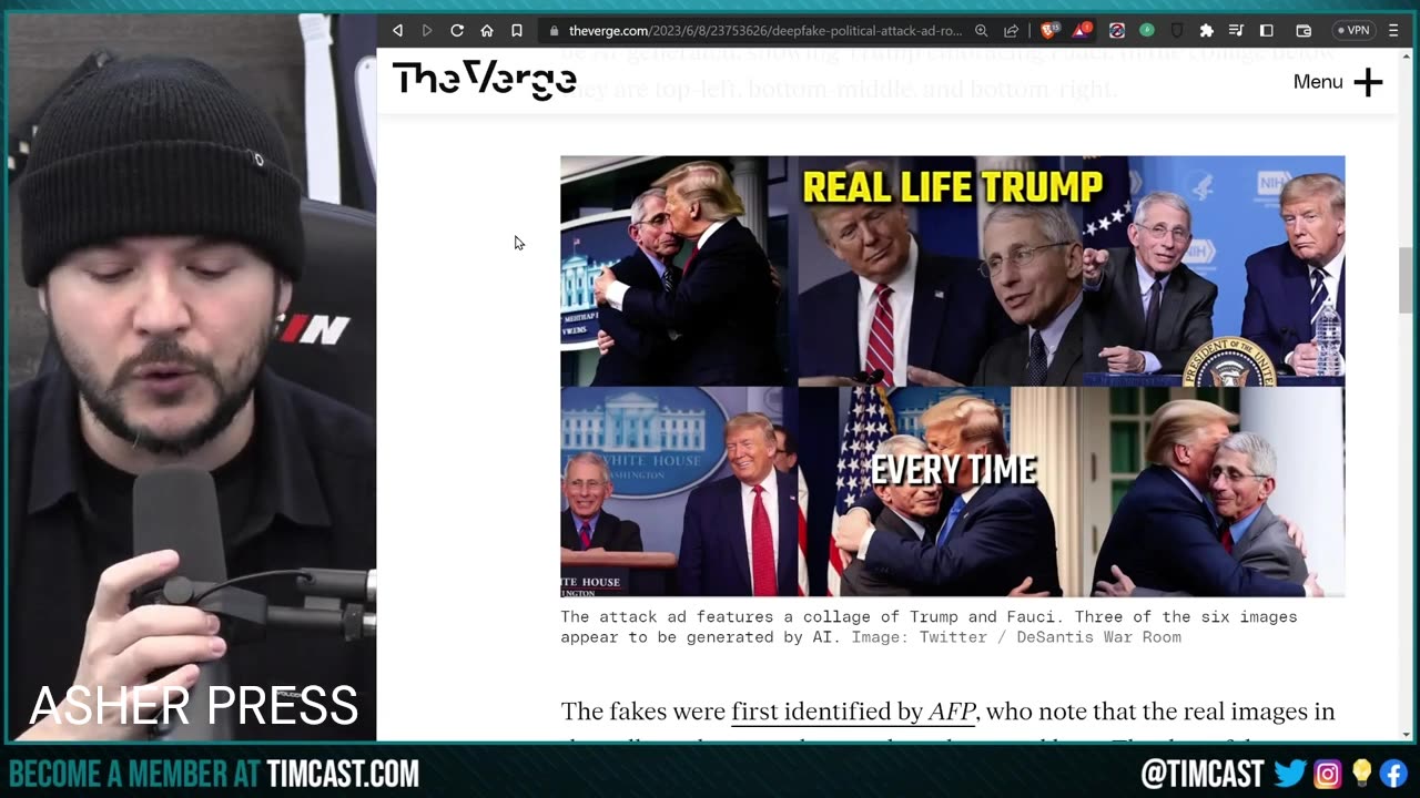 DeSantis Campaign Runs FAKE AI Images Of Trump Hugging Fauci As Smear - Tim Pool