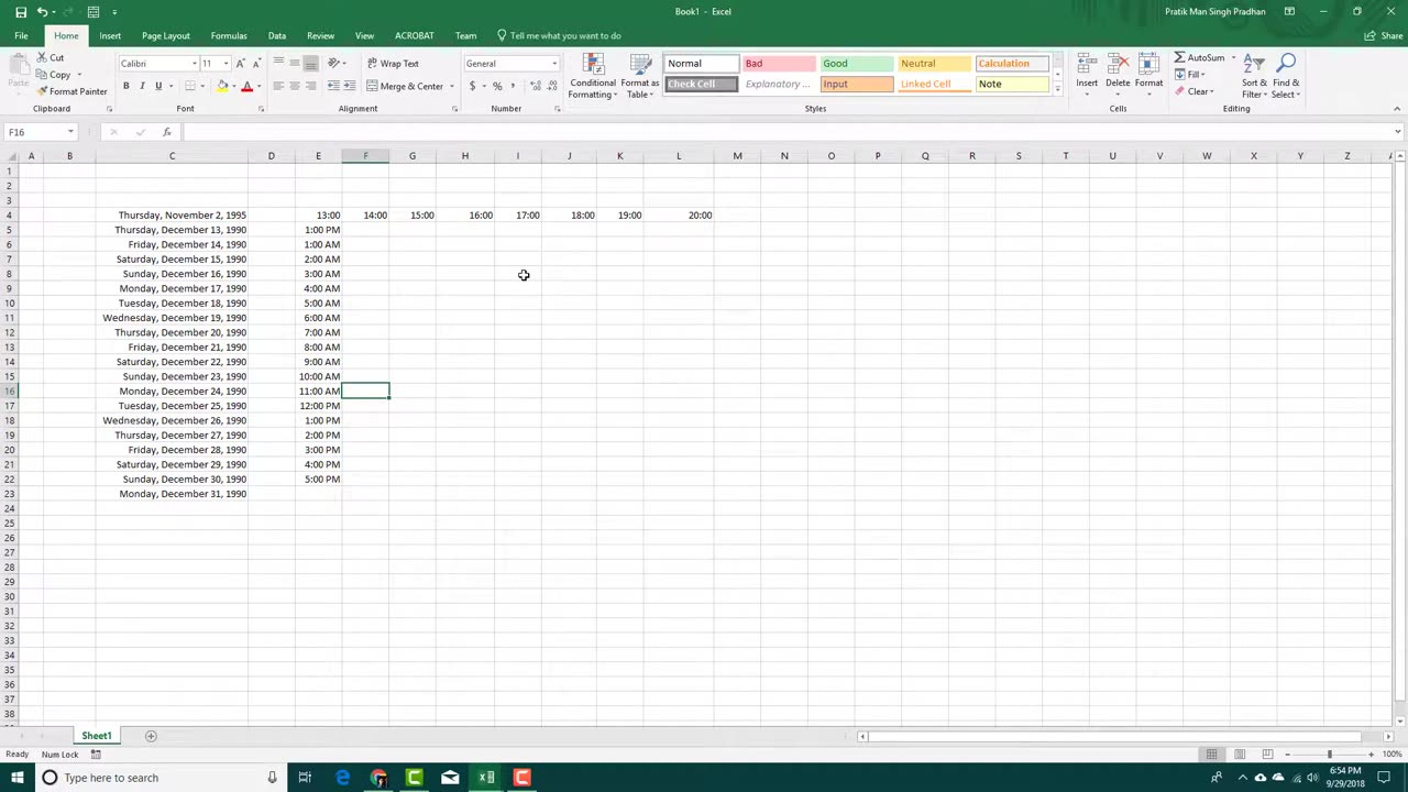 MS Excel Tutorial - Lesson 12 - Dates and Times