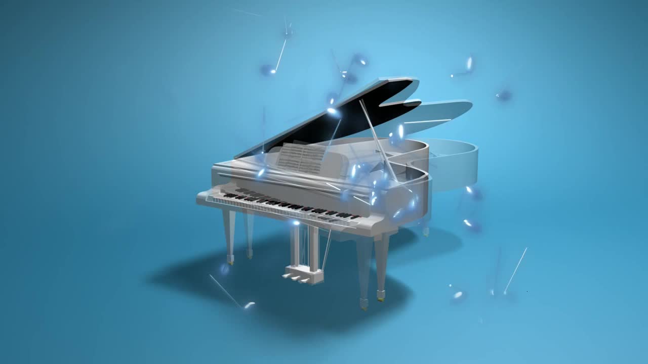 Spilling Music Notes Piano Blue