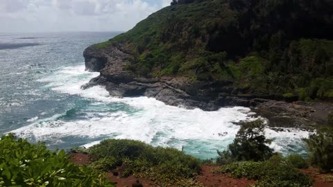 Beautiful waters off Kilauea Lighthouse on Island of Kauai