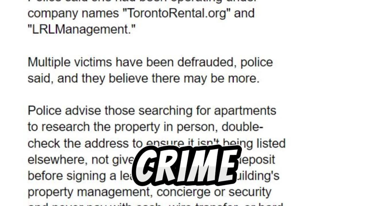 Fraudulent Rental Scheme in Toronto