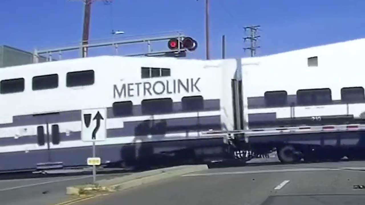 A Moving Train Smashes Into a Car While Going Full Speed