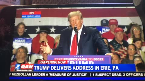 🦅OANN trump no tax on tips OT, social security, rally Erie Pennsylvania Sunday 03:34 pm