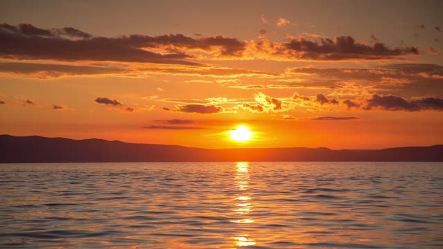 Stunning sunset seen from the sea