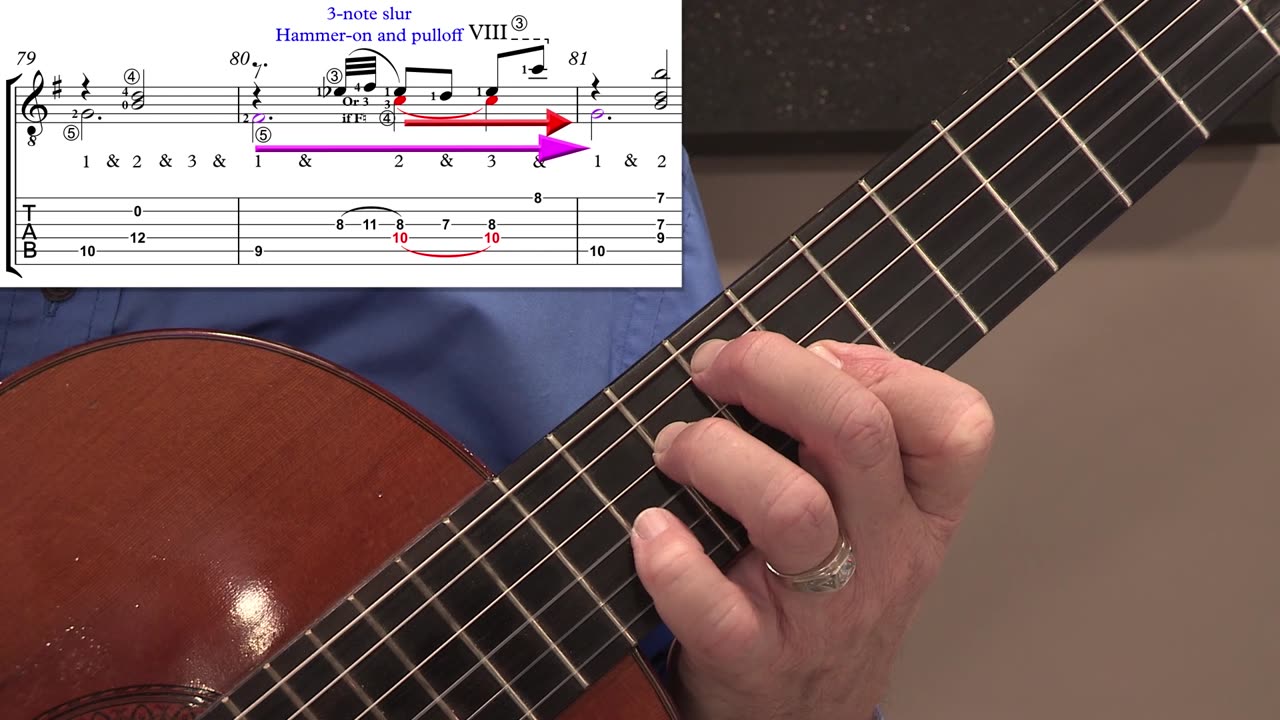 Technique Left-Hand, Part II (slow section). Video 36: m79-80, Version 5 and 6