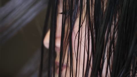 Girl brushing hair