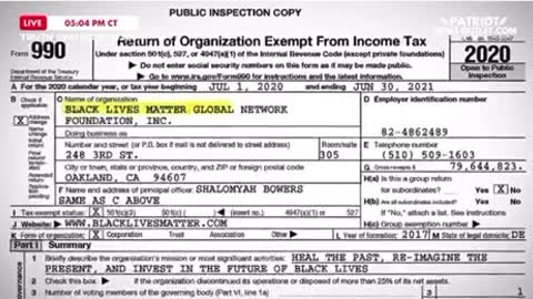 Black Lives Matters IRS Filings