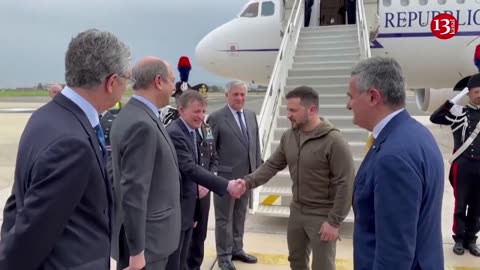 Ukraine's Zelenskiy arrives in Italy for talks with PM, pope