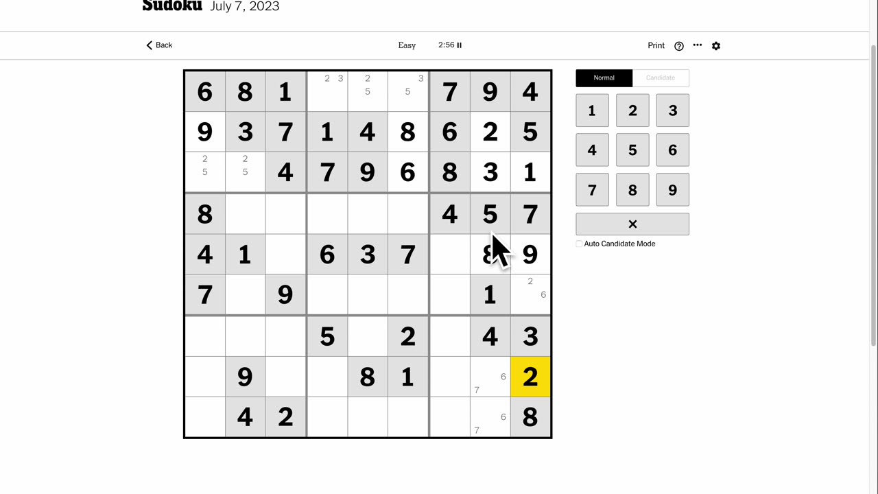 Sudoku 2023-07-07 easy