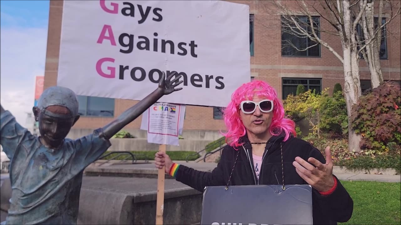 Dysphoric Transvestite Crashes Vancouver School Board wearing Pink Tutu